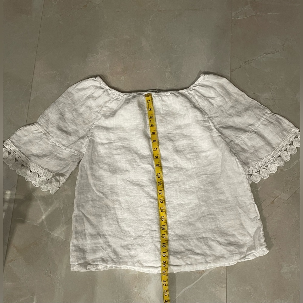 Terzo Millennio Women’s Top Medium White Off Shoulder Short Linen Short Sleeve - Picture 3 of 9